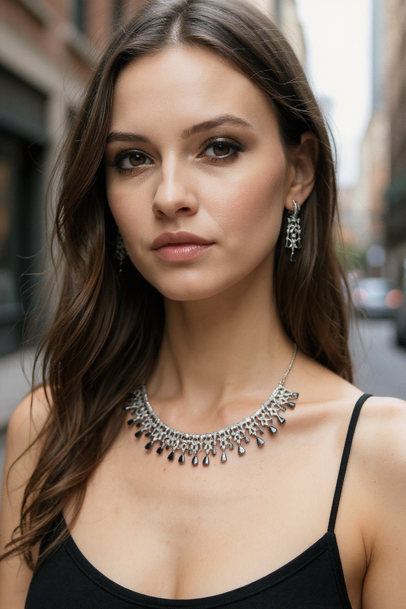 Silver Grey Neck Piece front view