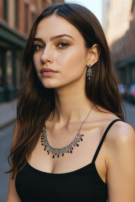 Silver Grey Neck Piece side view