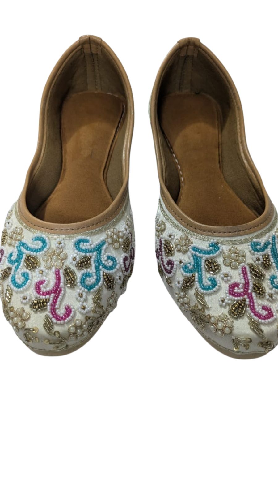 ZS Fashion Women’s Traditional Embroidered Jutti | Handcrafted Ethnic Slip-On Footwear with Beads & Thread Work