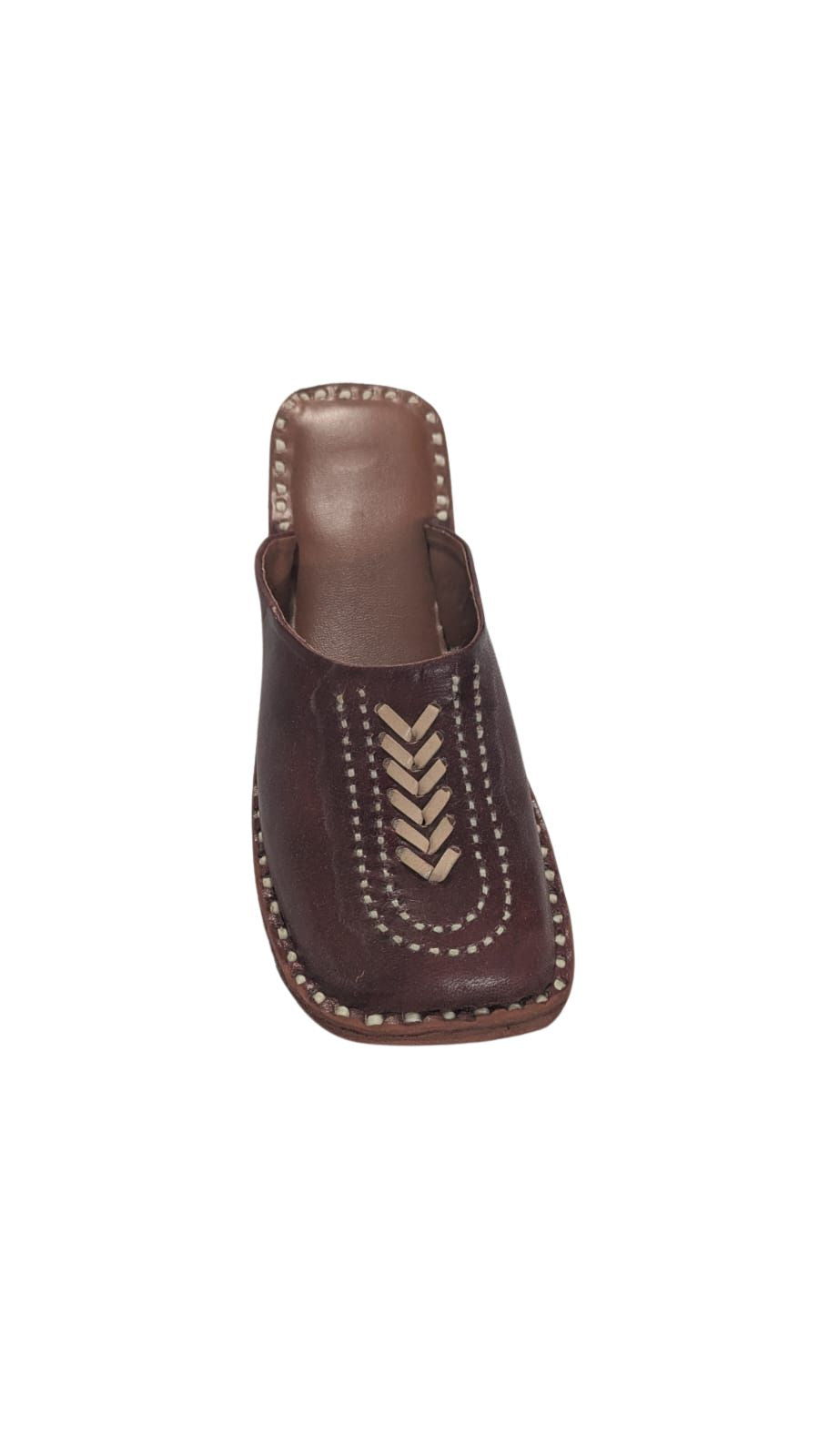 ZS Fashion Handcrafted Leather Kolhapuri Chappal – Brown Traditional Ethnic Slip-On Sandals with Square Toe Design