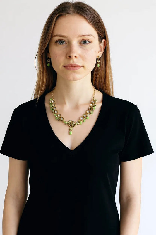 Green Diamond Nickles with Earrings jewellery set