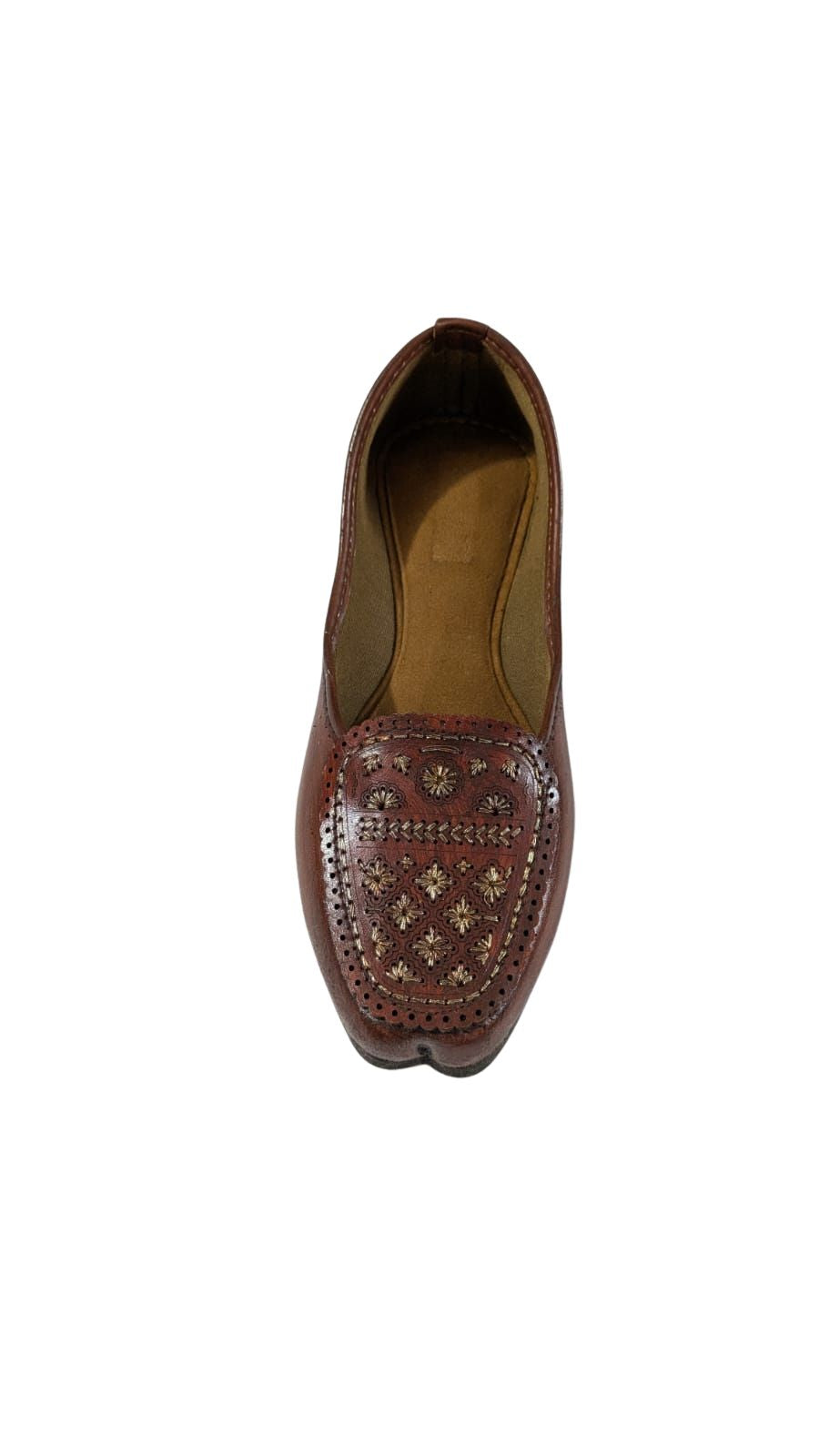ZS Fashion Handcrafted Genuine Lea-k Ther Punjabi Jutti for Girls and Women – Brown Traditional Mojari with Embroidery, Ethnic Party
