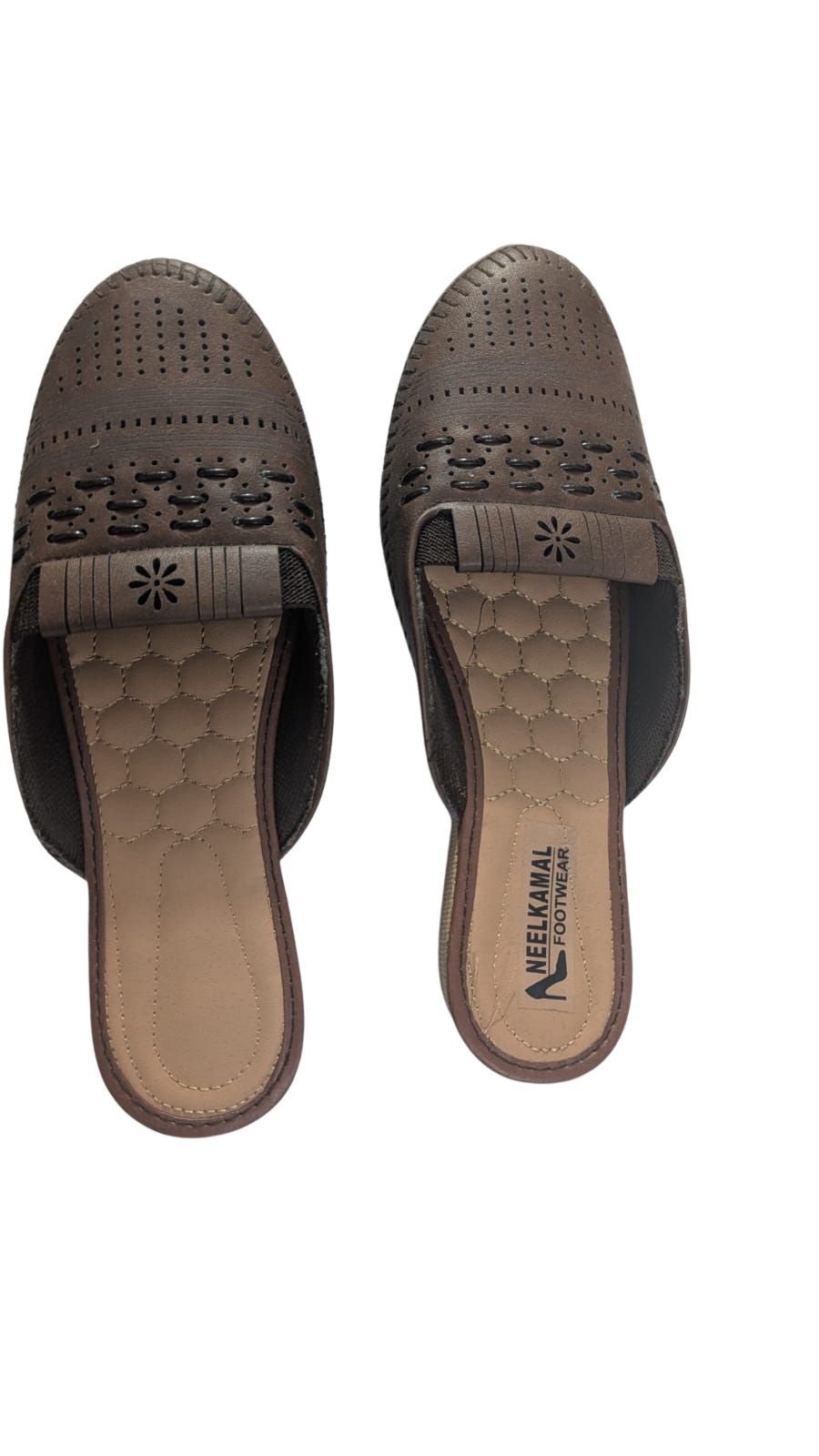 ZS Fashion Women’s Slip-On Mules | Perforated Design, Quilted Insole, Casual Comfort Slippers Brown