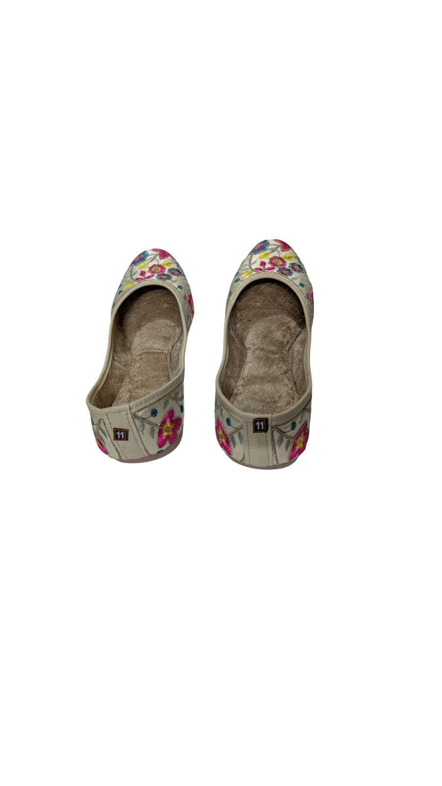 ZS Fashion Women’s Cream Ballet Flats with Pink & Yellow Floral Embroidery – Comfortable Slip-On