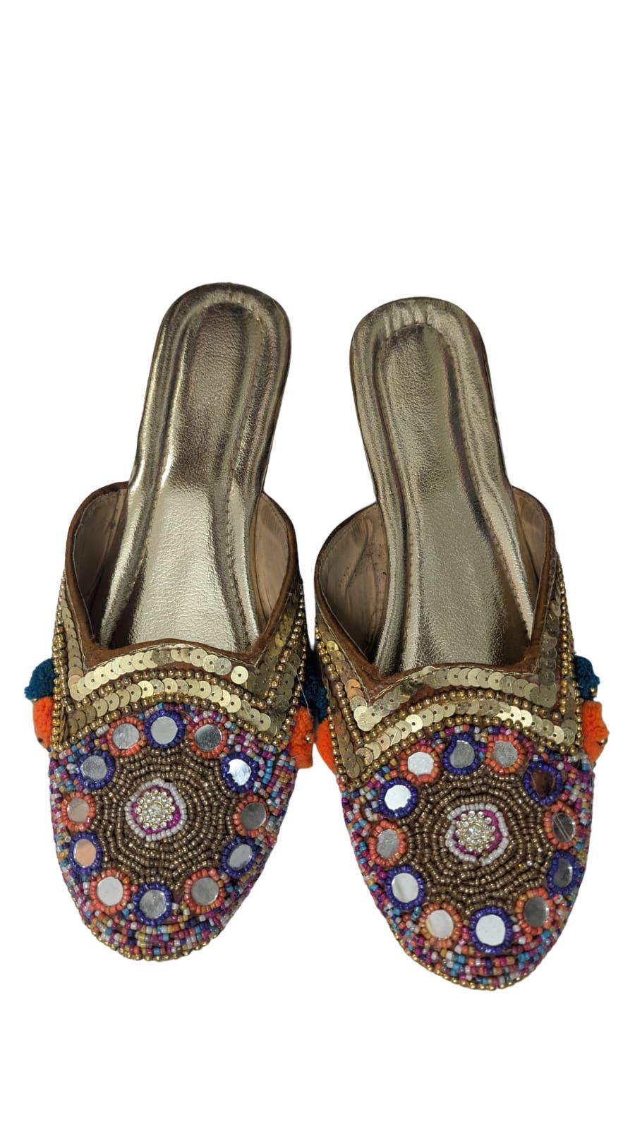 Women's Pearl & Seashell Embellished Slide Sandals, Brown Flat Slip-On Summer Beach Footwear