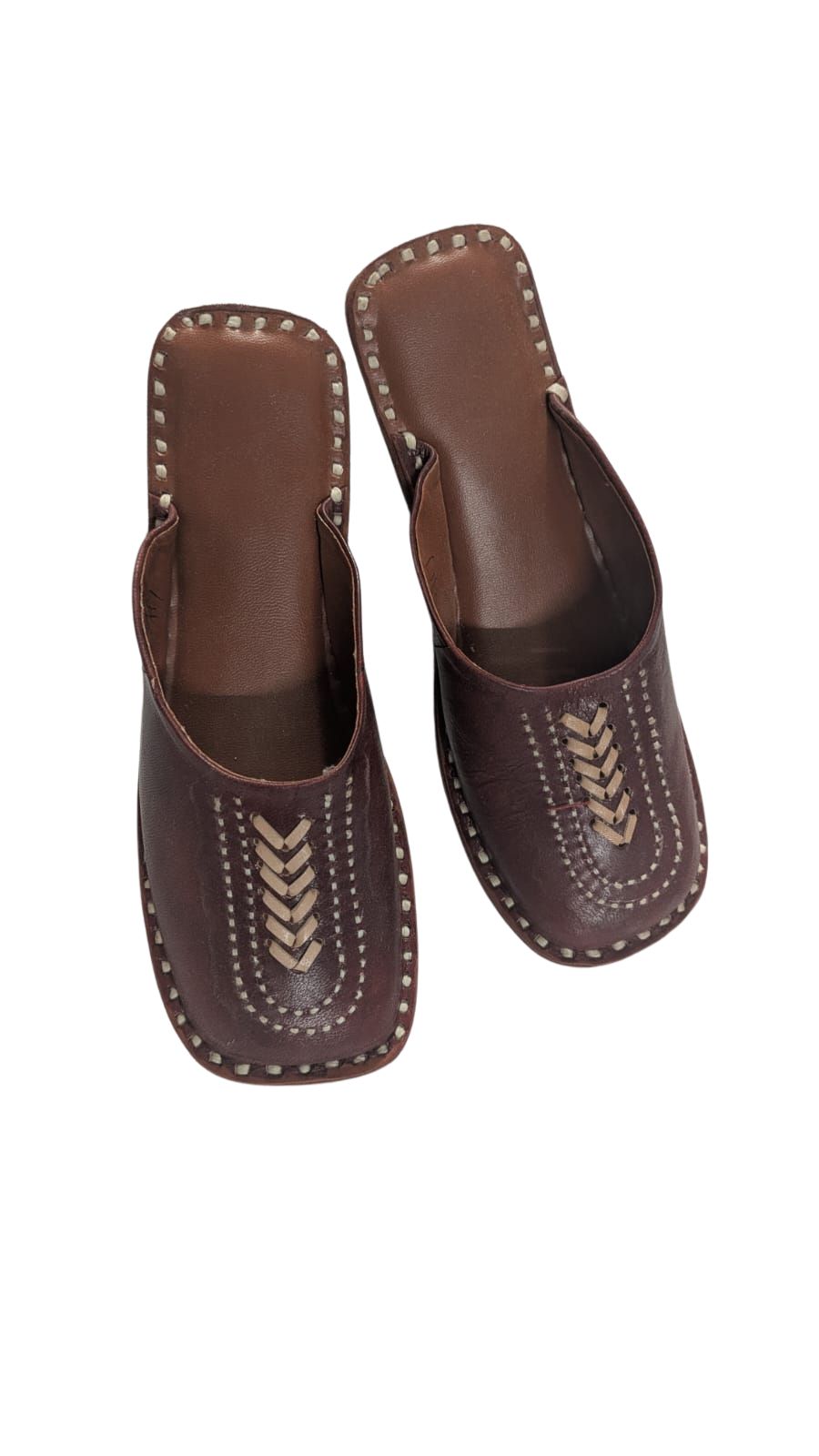 ZS Fashion Handcrafted Leather Kolhapuri Chappal – Brown Traditional Ethnic Slip-On Sandals with Square Toe Design