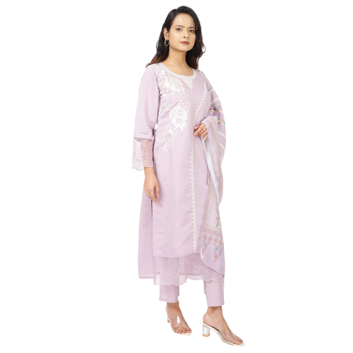 Lavender ethnic outfit styled for festive and casual occasions