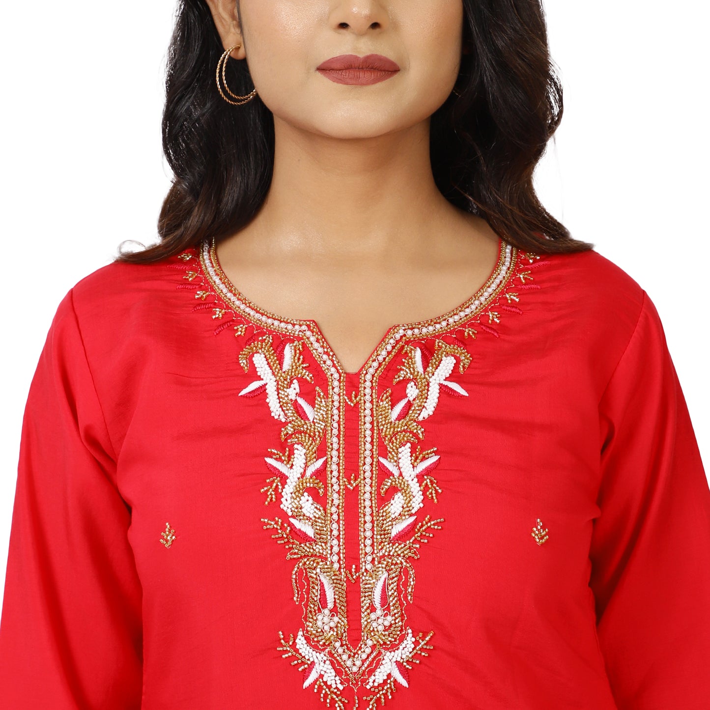 Women's 3-piece festive suit set with mirror neckline
