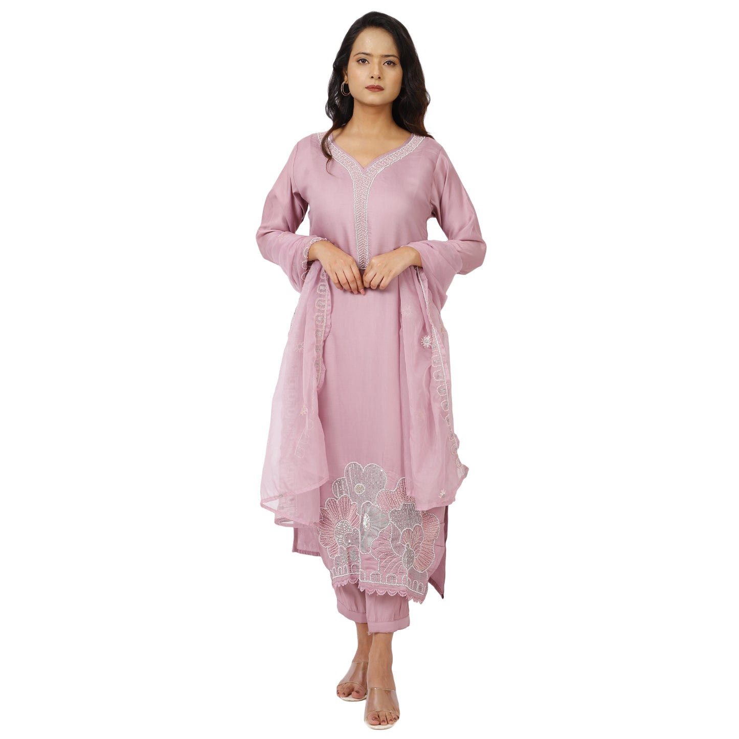 Stylish Mauve Kurta Pant Set with Dupatta – ZS Fashion
