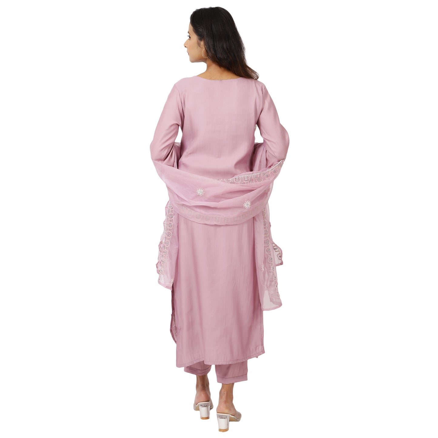 Traditional Mauve Ethnic Suit with Chikankari Work