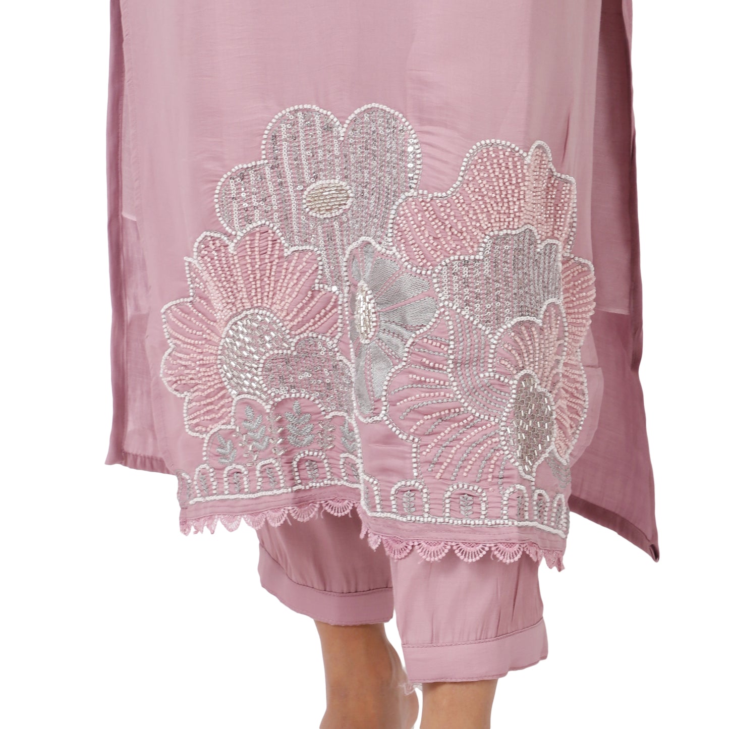 Festive & Traditional Mauve Embroidered Kurta Outfit