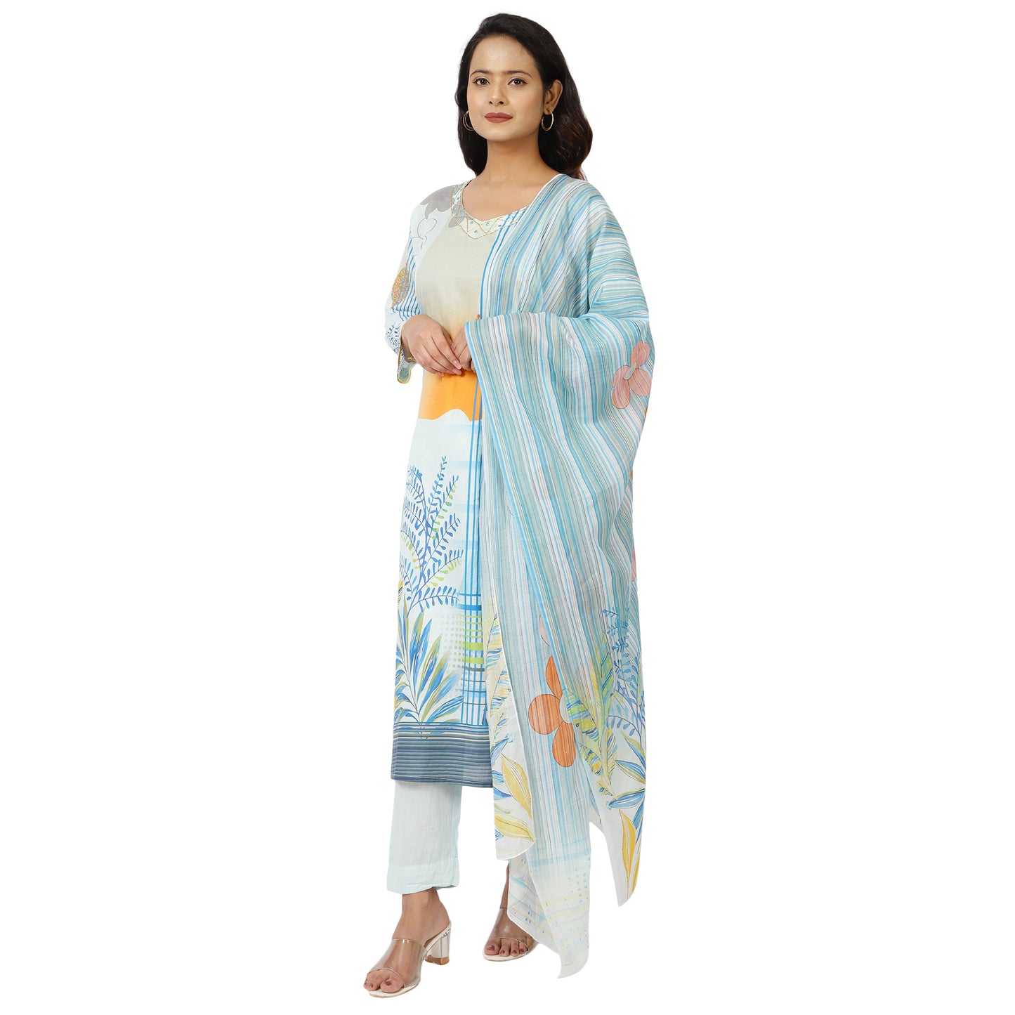 Traditional ethnic cotton kurta and pant set