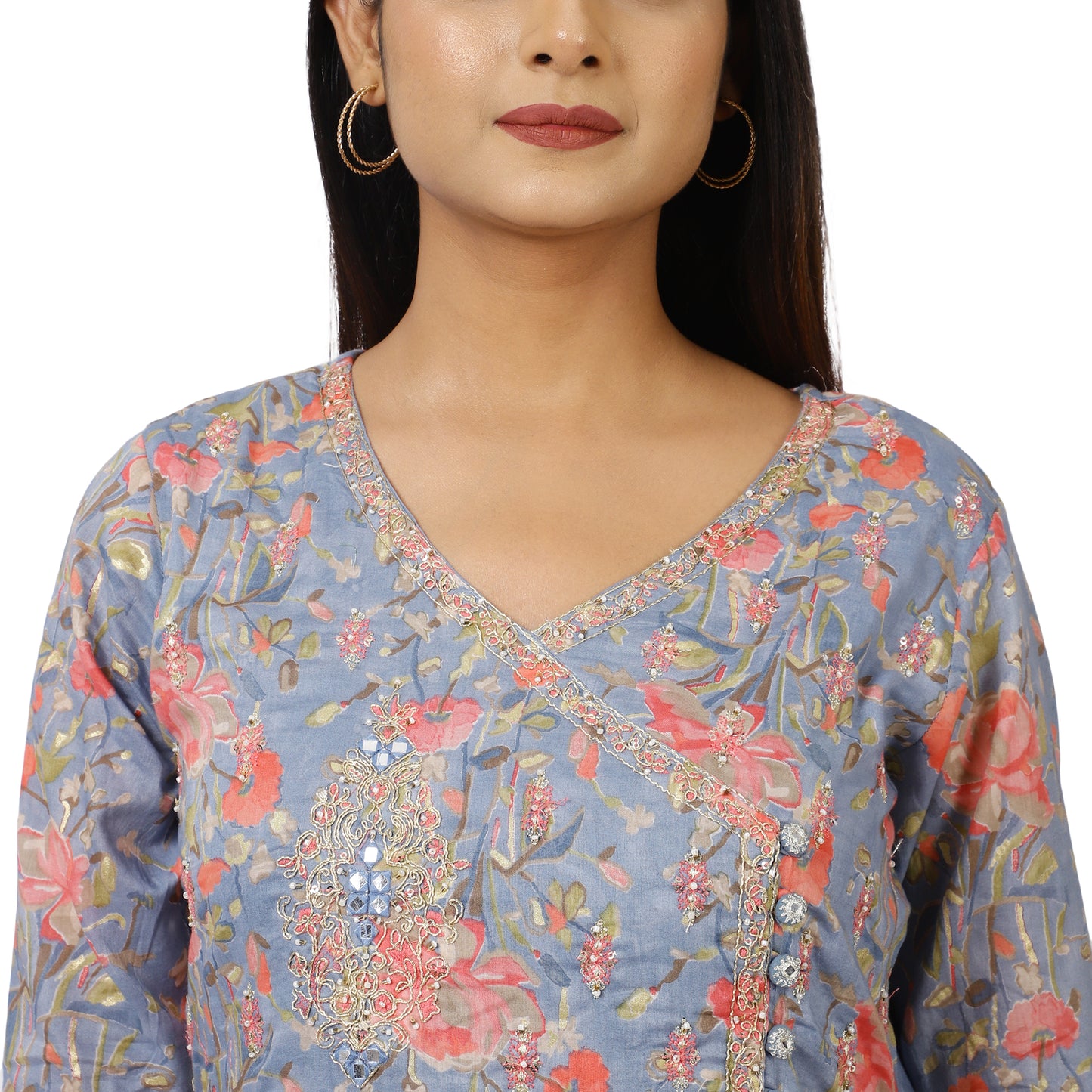 Elegant Lilac 3-Piece Ethnic Kurta Pant Dupatta Set