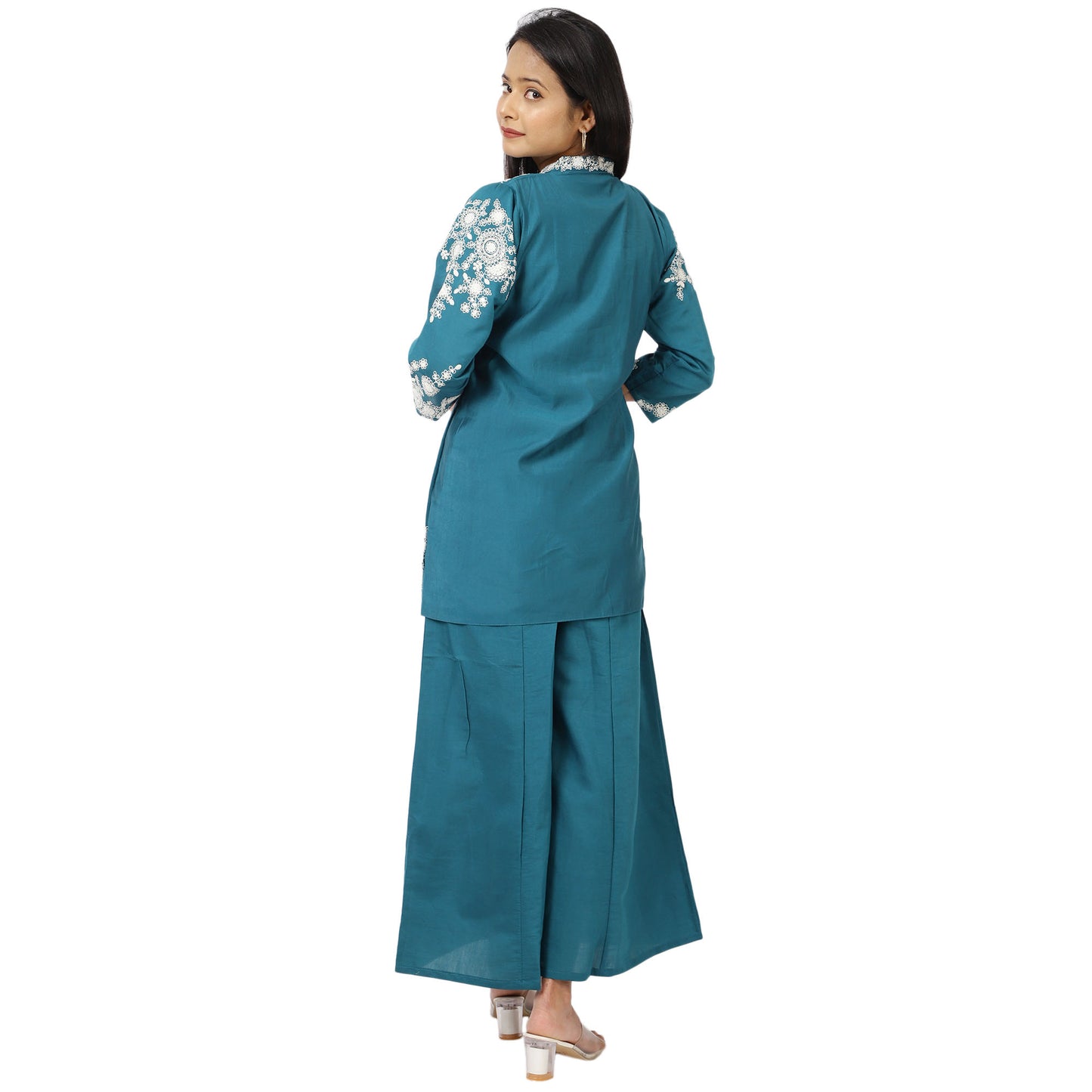 Floral printed cotton kurti with palazzo ZS Fashion