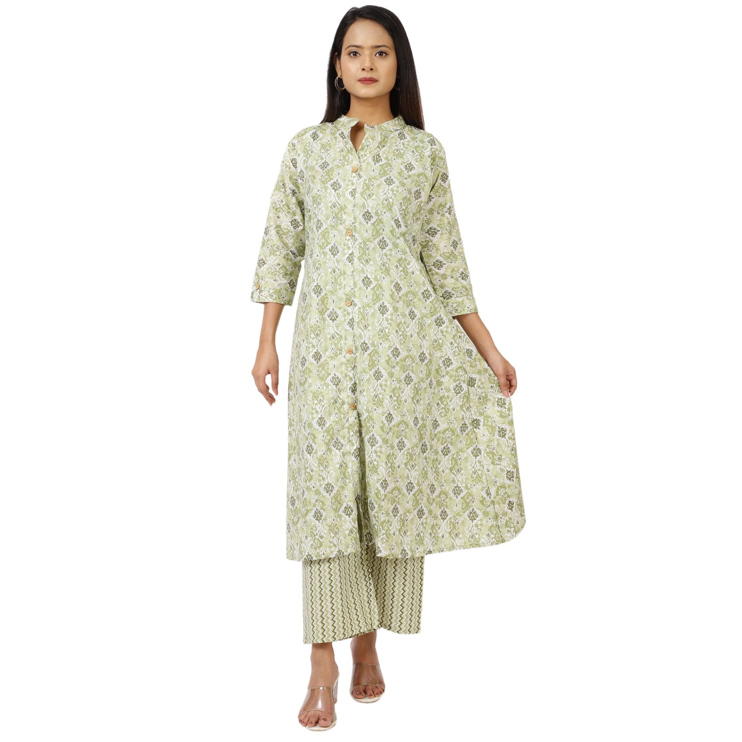High Neck 3/4 Sleeve Cotton Kurta for Women