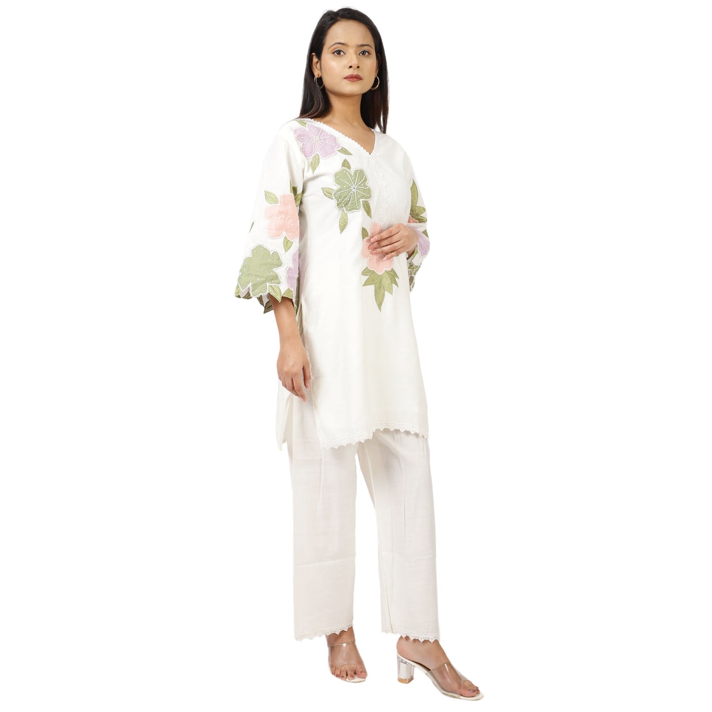Stylish floral cotton pant set for women