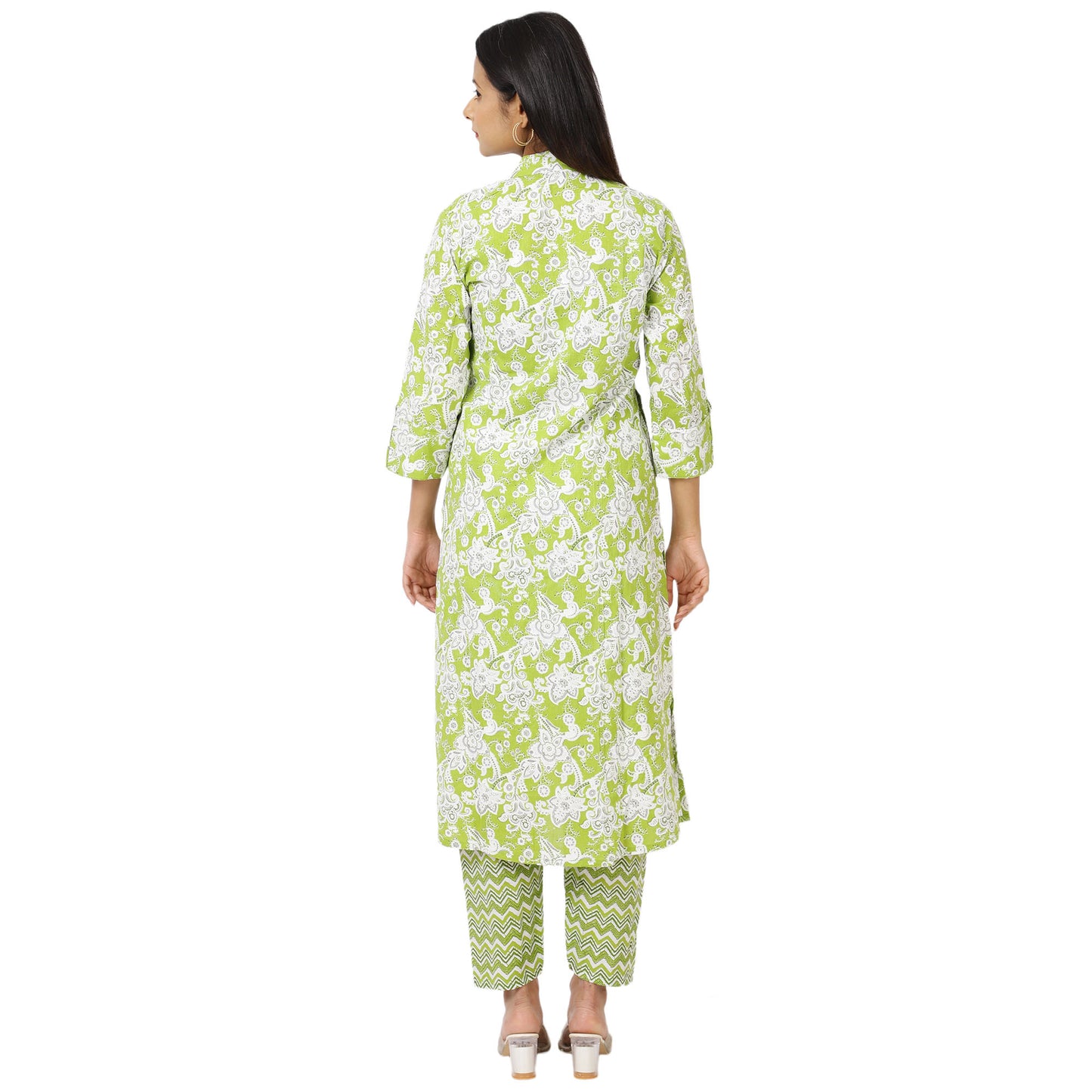 Women's Straight Fit Kurti with Zigzag Pants