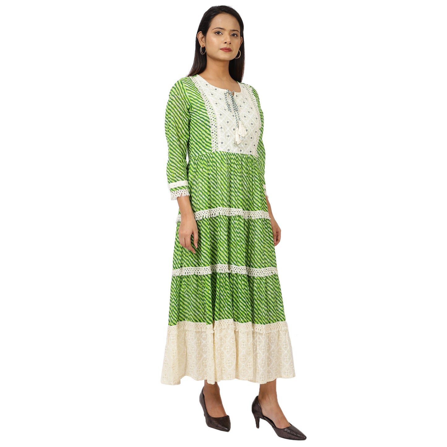 Elegant Festive Wear Leheriya Maxi Dress