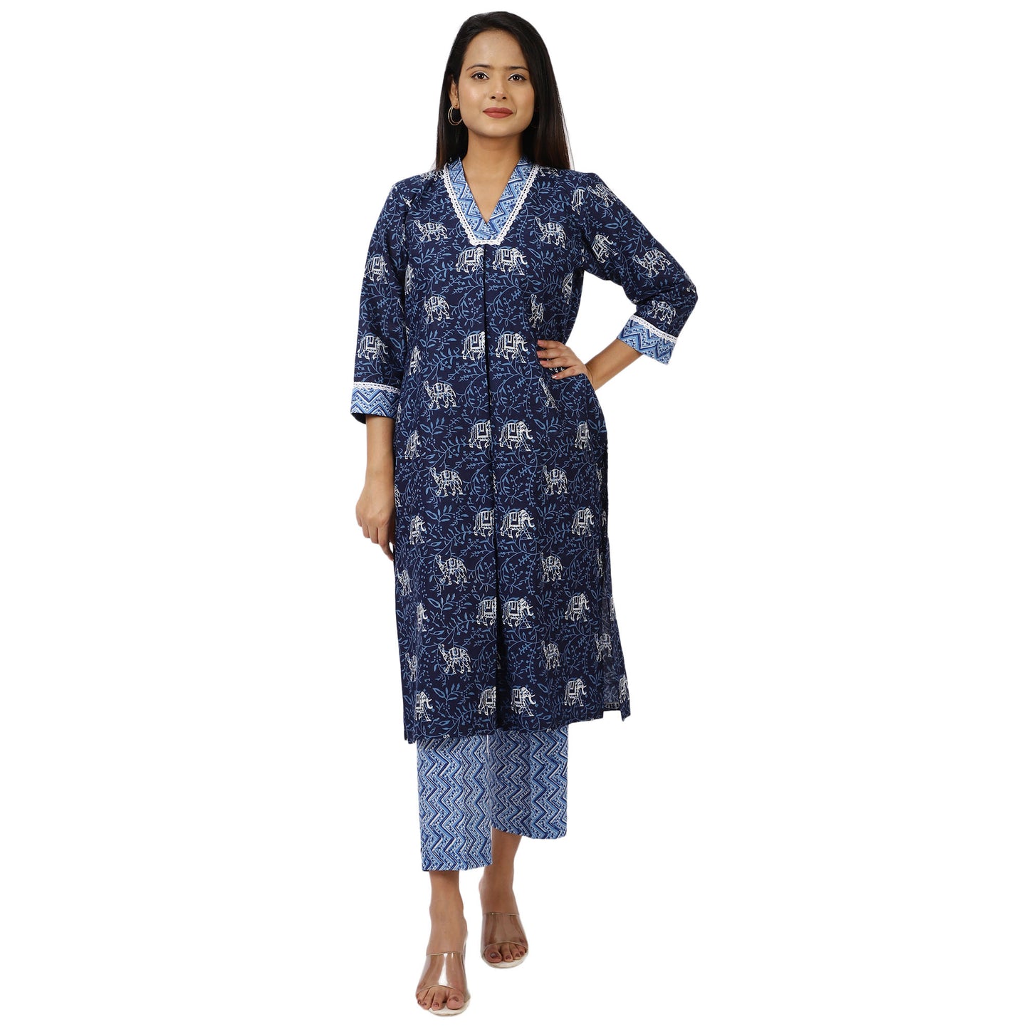 Elephant Print Kurta with Palazzo – ZS Fashion