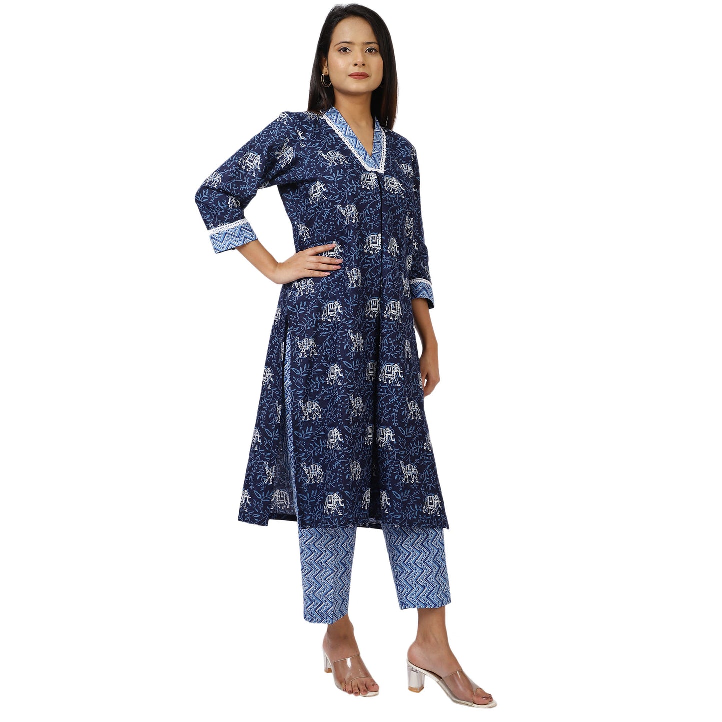 Elegant 3/4 Sleeve Cotton Kurta Set for Wom