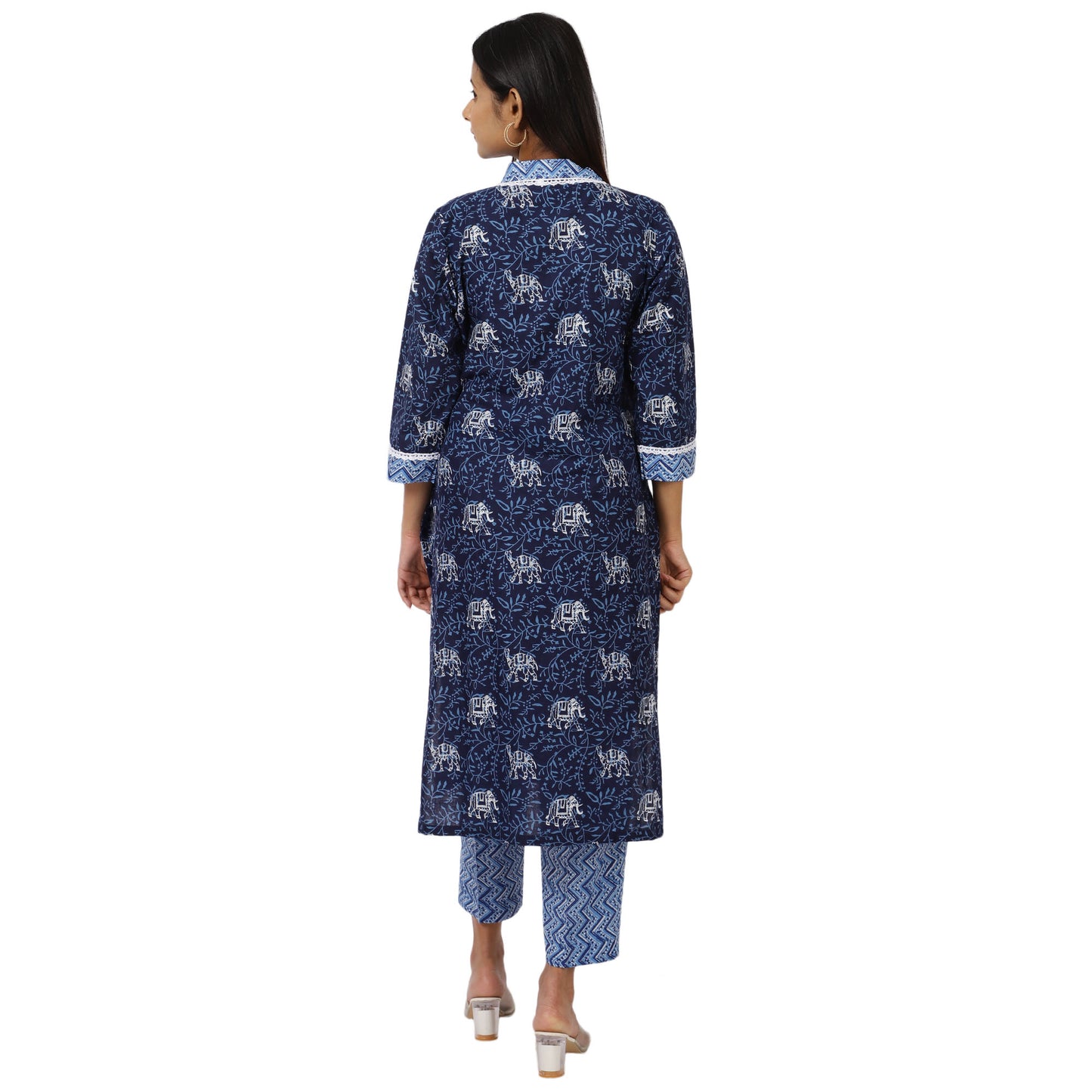 Women's V-Neck Cotton Kurta Palazzo Set