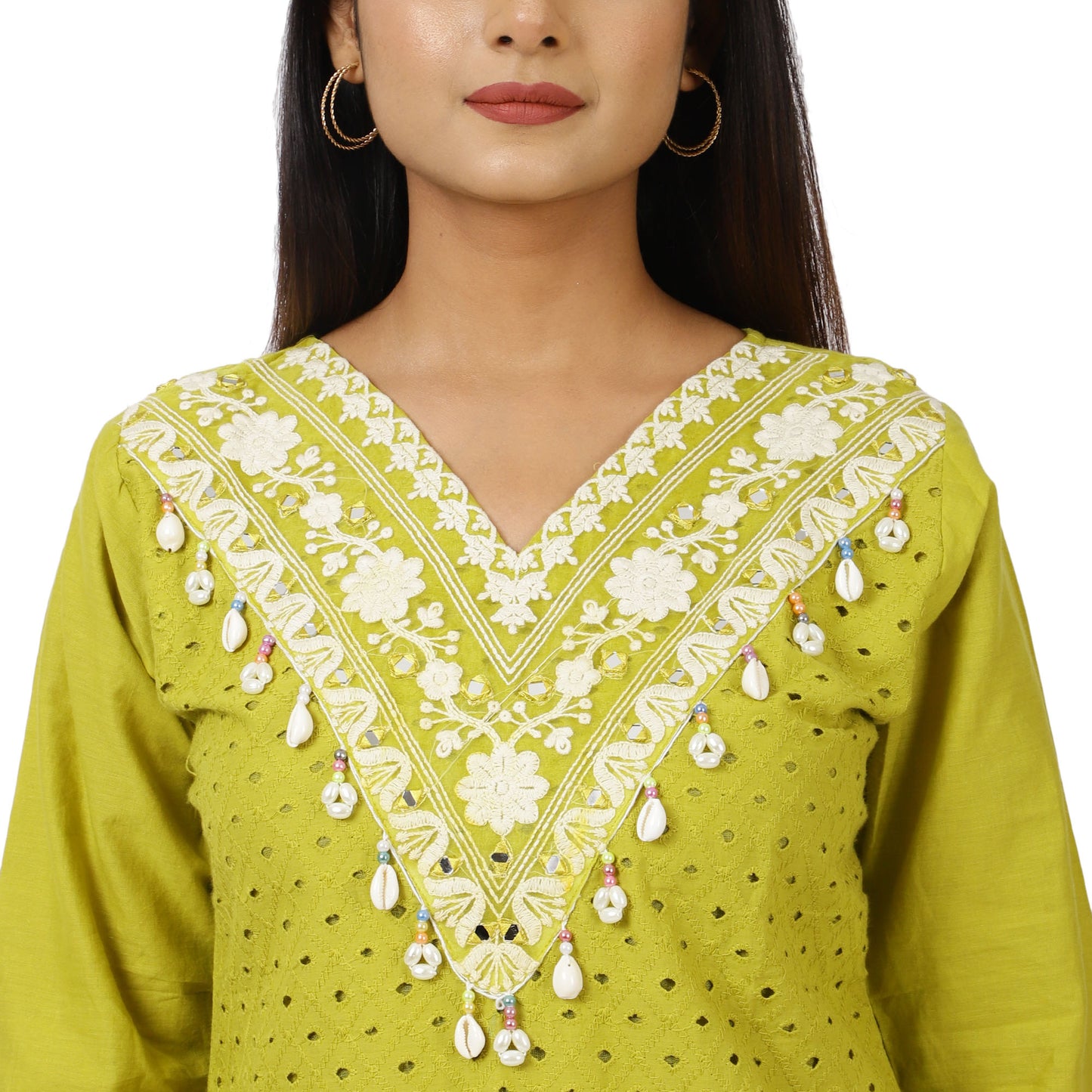 Women’s festive lime green ethnic wear