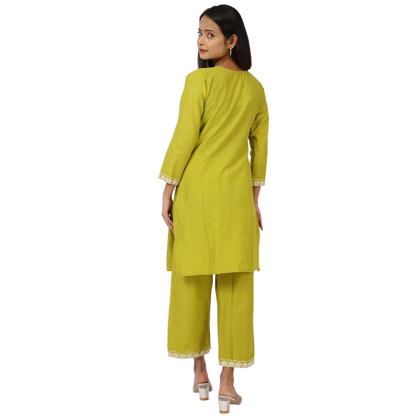 3/4 sleeve mirror work kurta set