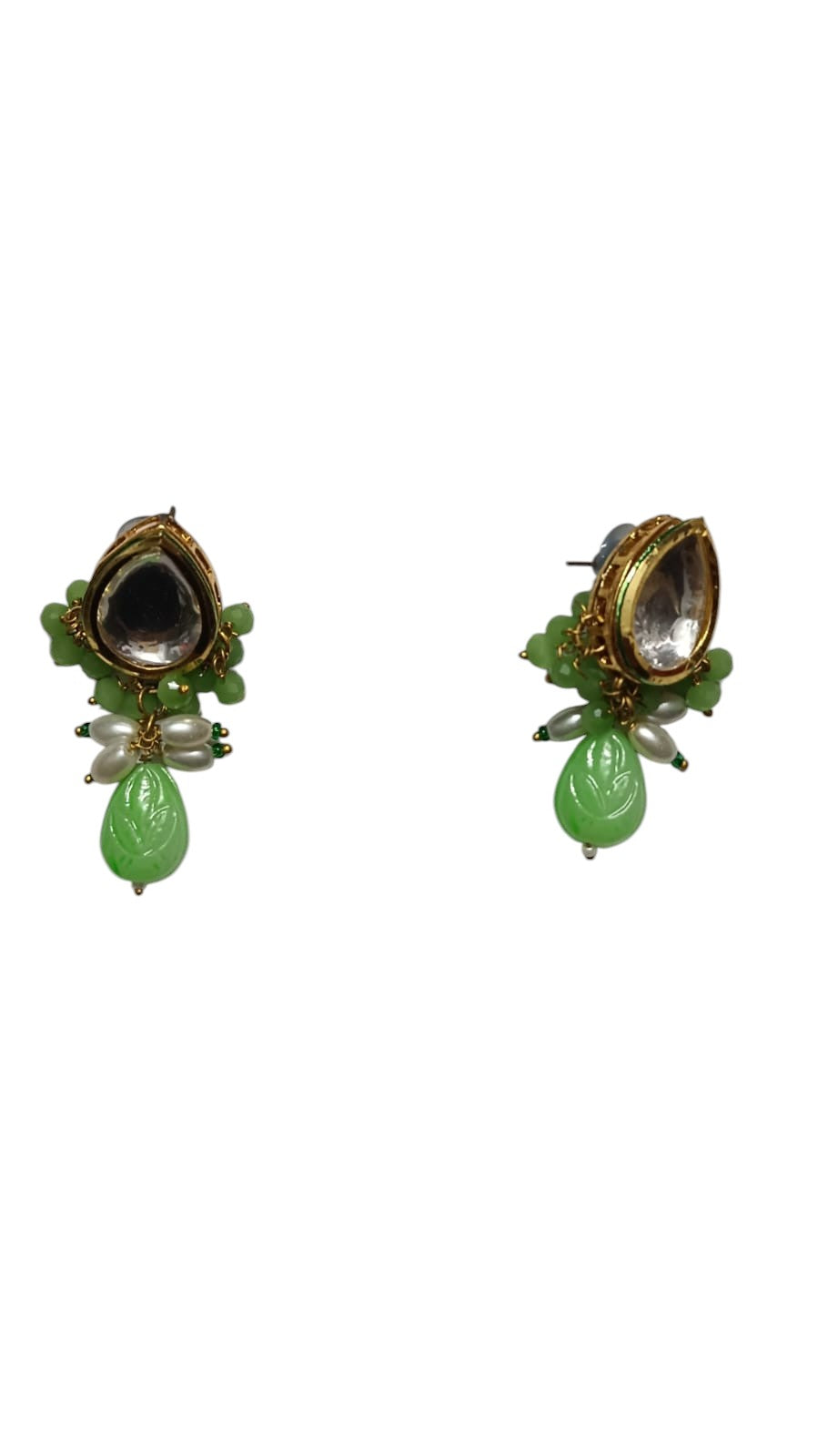Stylish green diamond necklace and earring combo