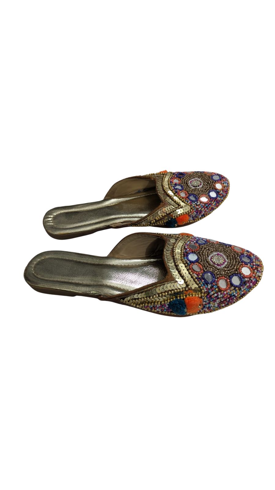 Women's Pearl & Seashell Embellished Slide Sandals, Brown Flat Slip-On Summer Beach Footwear