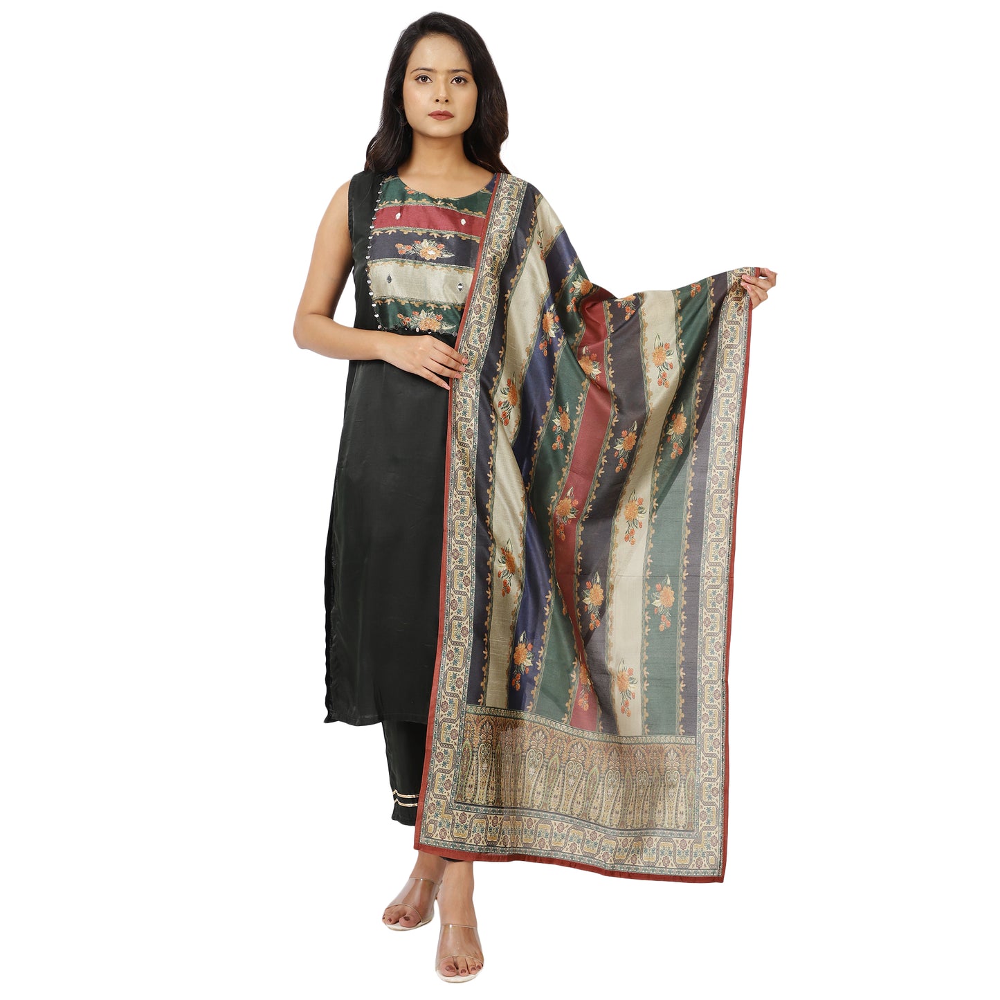 Ethnic traditional black kurti pant set front view