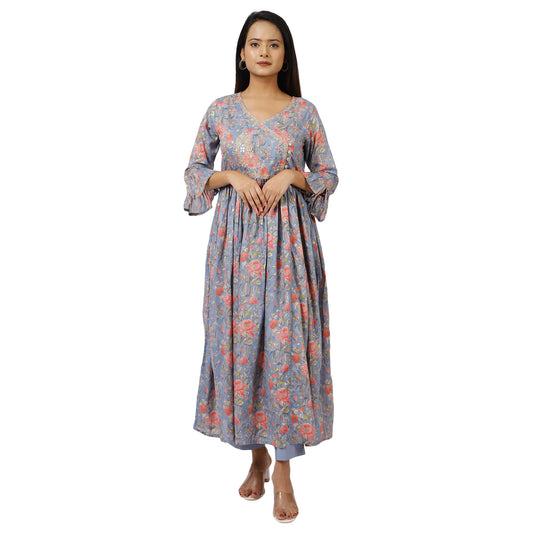 ZS Fashion Lilac Anarkali Kurta Set Front View