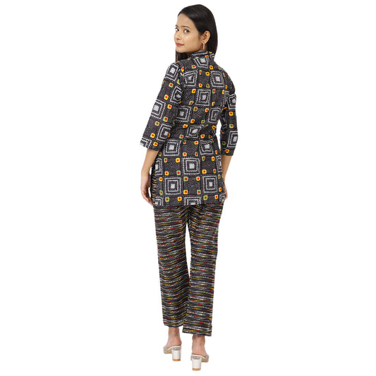 ZS Fashion Women's Black Cotton Co-Ord Set