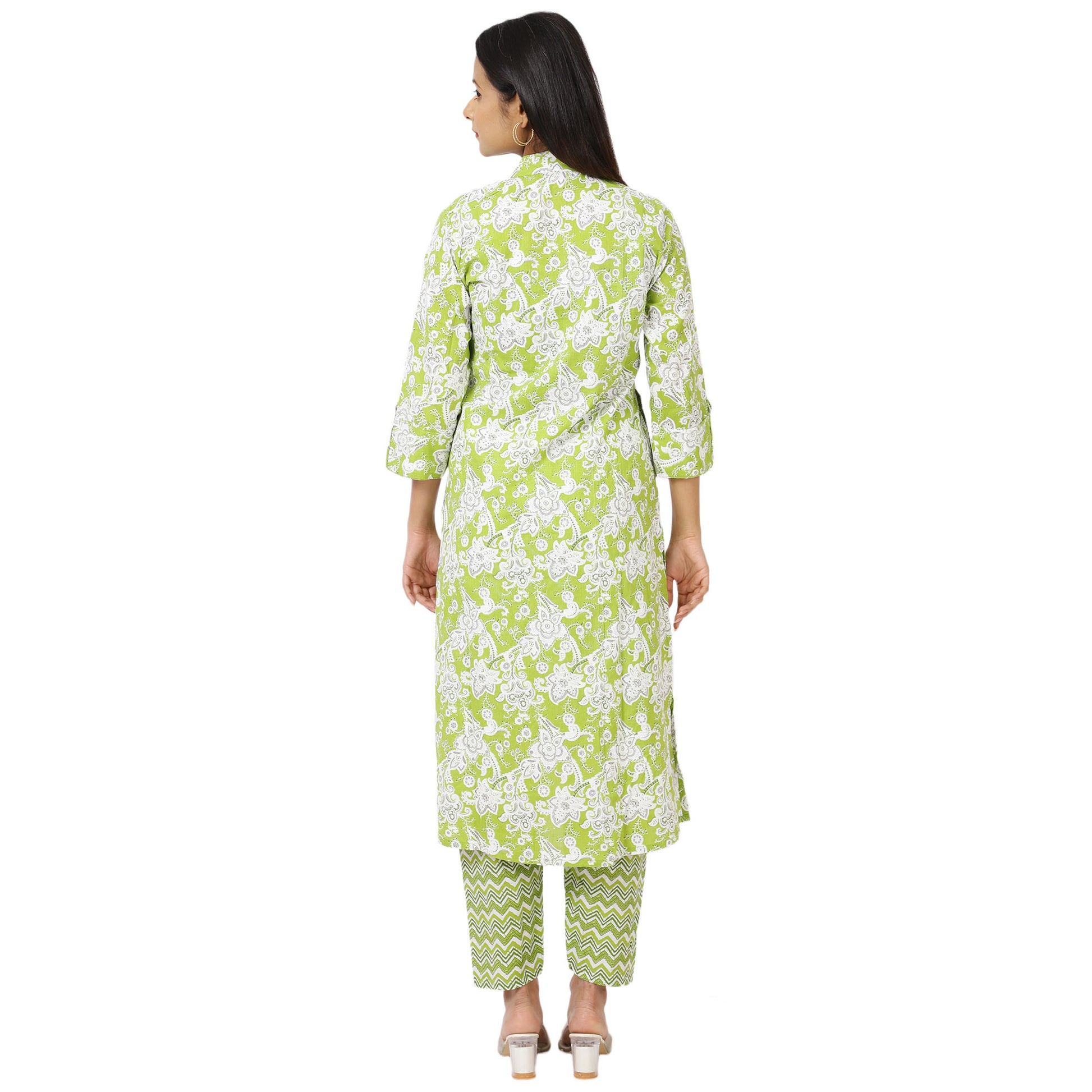 Women's Straight Fit Kurti with Zigzag Pants