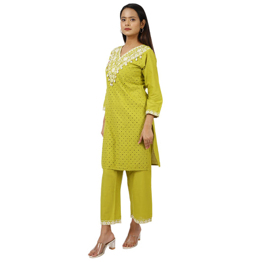 ZS Fashion lime green kurta palazzo set for women