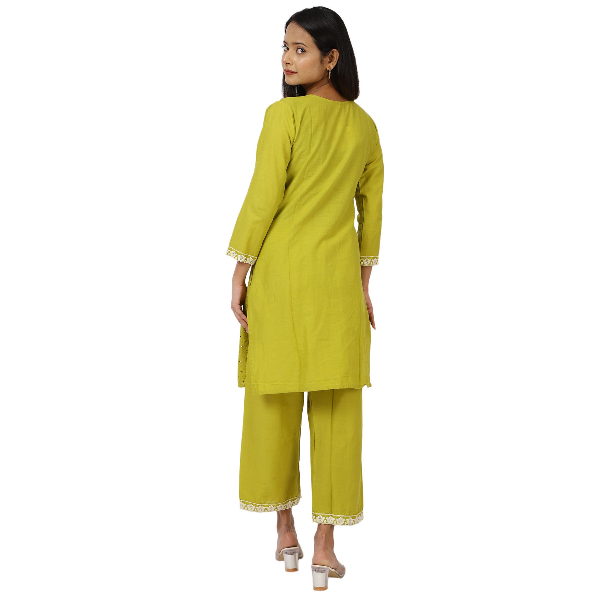 3/4 sleeve mirror work kurta set